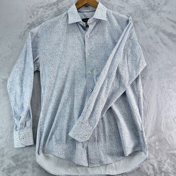 Bugatchi Uomo Other - Bugatchi Shirt Men's  16-34/35  Floral Stretch Comfort Stretch L Sleeve Air Blue